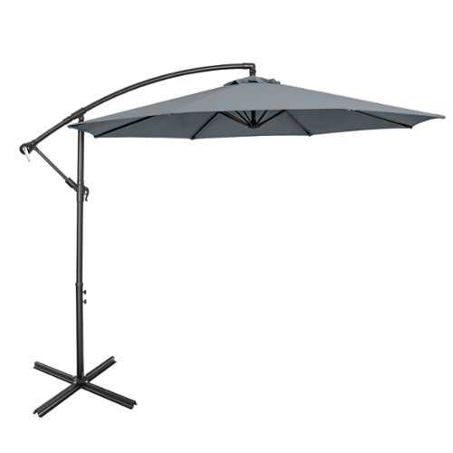 Rent to own Costway  10 FT Patio Offset Umbrella w/8 Ribs Cross Base Tilt - Grey