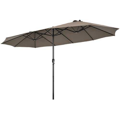 Rent to own Costway 15FT Patio Double-Sided Umbrella Crank Outdoor Garden Market Sun Shade - Coffee