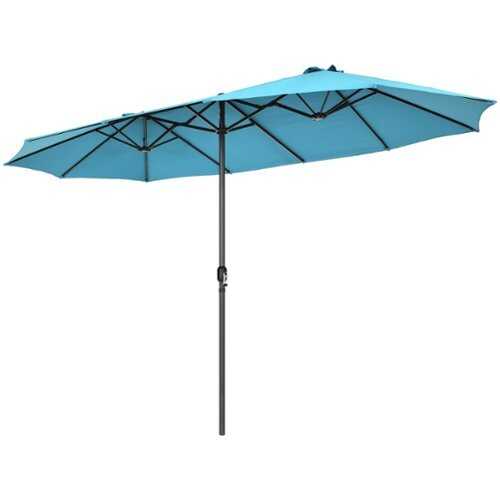 Rent to own Costway 15FT Patio Double-Sided Umbrella Crank Outdoor Garden Market Sun Shade - Turquoise