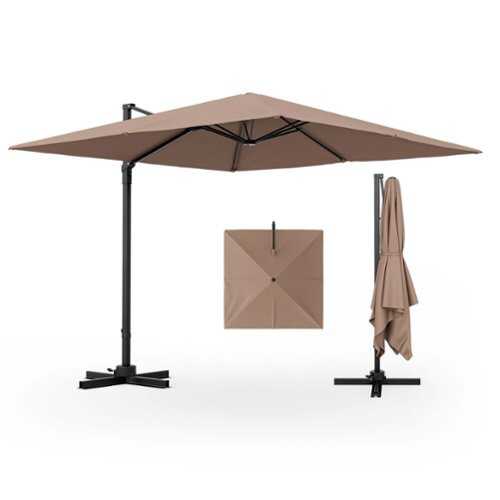 Rent to own Costway Patio 9.5FT Square Cantilever Offset Hanging Umbrella 2-Tier 360° Outdoor - Coffee