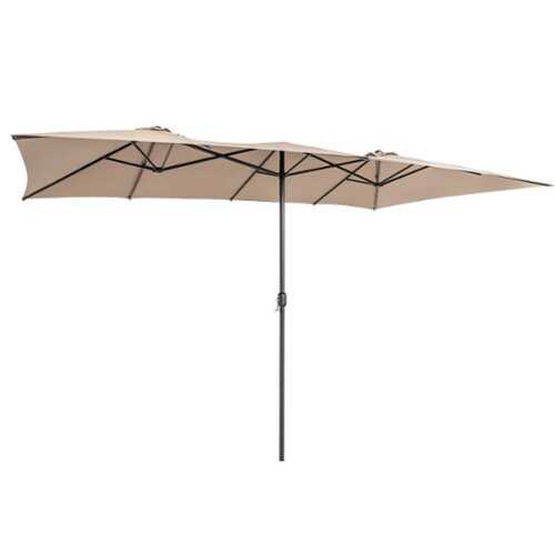 Rent to own Costway 15FT Double-Sided Patio Market Umbrella Large Crank Handle Vented Outdoor Twin - Coffee