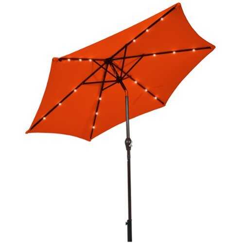 Rent to own Costway 9' Solar LED Lighted Patio Market Umbrella Tilt Adjustment Crank Lift - Orange