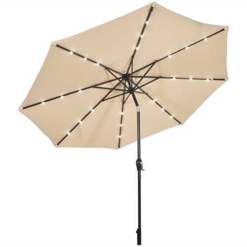 Rent to own Costway 10' Solar LED Lighted Patio Market Umbrella Shade Tilt Adjustment Crank - Beige