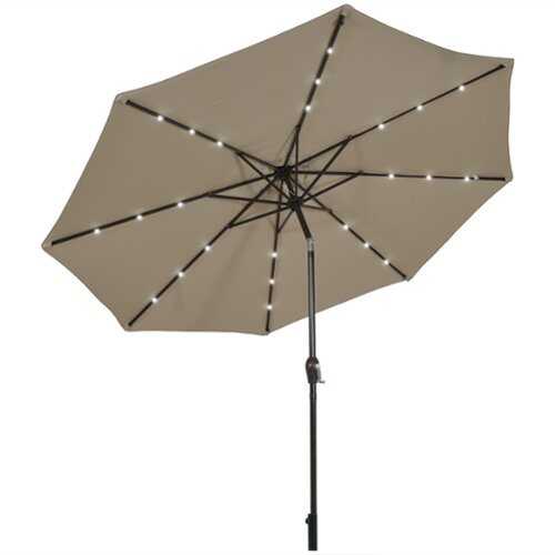 Rent to own Costway 10' Solar LED Lighted Patio Market Umbrella Shade Tilt Adjustment Crank - Tan