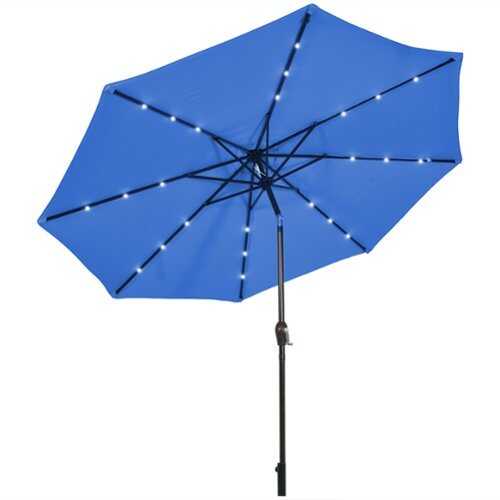 Rent to own Costway  10' Solar LED Lighted Patio Market Umbrella Tilt Adjustment Crank - Blue