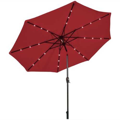 Rent to own Costway  10' Solar LED Lighted Patio Market Umbrella Tilt Adjustment Crank - Burgundy
