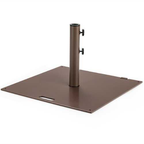 Rent to own Costway 50LBS Patio Square Umbrella Base Stand Market Umbrellas Handle Wheels - Brown