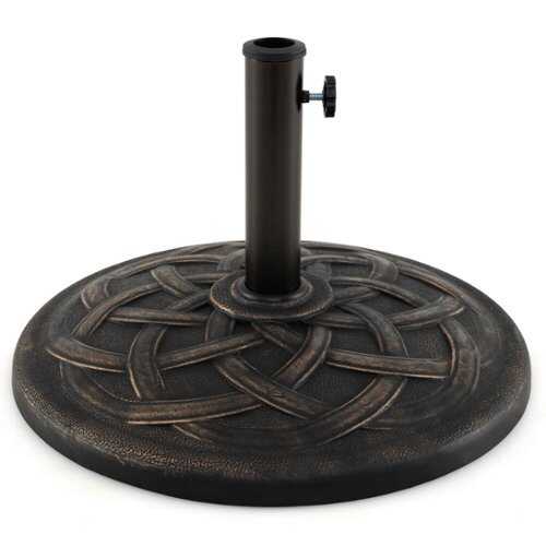 Rent to own Costway 22'' Round Umbrella Base Stand Market Patio Standing Outdoor Living Heavy Duty - bronze