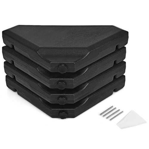 Rent to own Costway 4PCS Cantilever Offset Umbrella Base Weight Sand 195lbs Stable Water Filled - Black