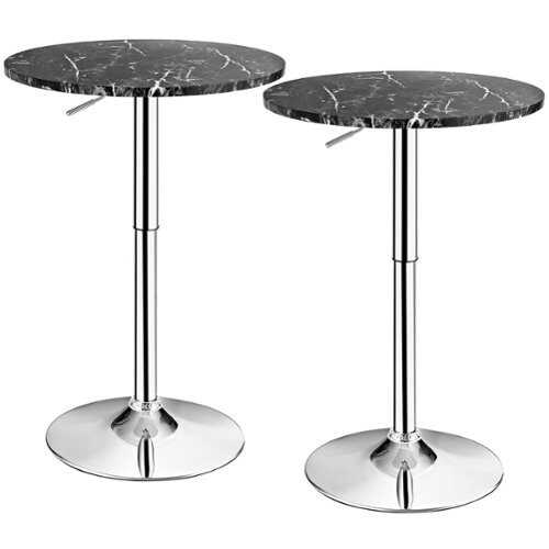 Rent to own Costway 2PCS Round Bistro Bar Table Height Adjustable 360-degree Swivel - Black
