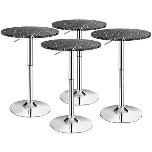 Rent to own Costway 4PCS Round Bistro Bar Table Height Adjustable 360-degree Swivel - Black