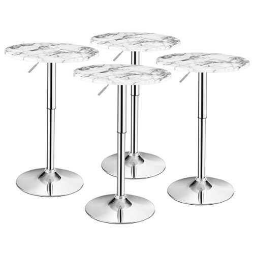 Rent to own Costway 4PCS Round Bistro Bar Table Height Adjustable 360-degree Swivel - White