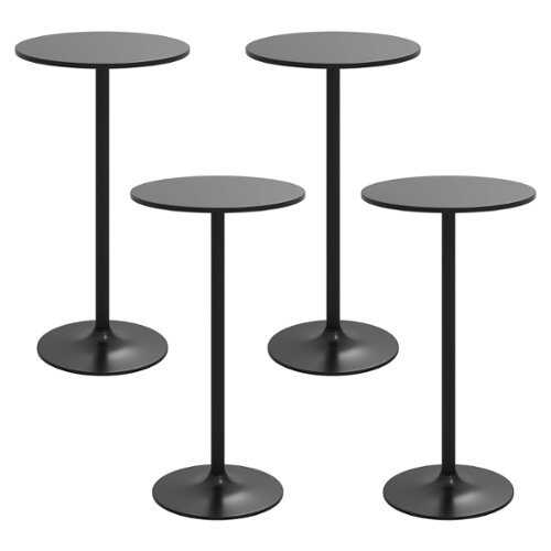 Rent to own Costway 4 PCS Round Pub Table 24" Bistro Bar Cocktail Table w/Metal Base - Black