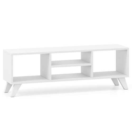 Rent to own Costway 4-Cubby TV Stand for TVs up to 55" Entertainment Center w/ Open Storage Shelves - White