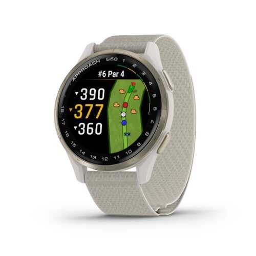 Rent to own Garmin - Approach S50 GPS Smartwatch 43mm Anodized Aluminum - Cream Gold Aluminum Bezel with Nylon Band