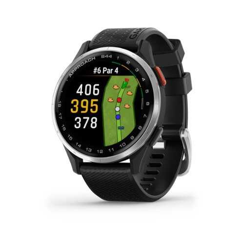 Rent to own Garmin - Approach S44 GPS Smartwatch 43mm Anodized Aluminum - Silver Aluminum Bezel with Black Silicone Band - (2025)