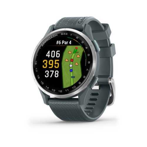Rent to own Garmin - Approach S44 GPS Smartwatch 43mm Anodized Aluminum - Silver Aluminum Bezel with Twilight Silicone Band