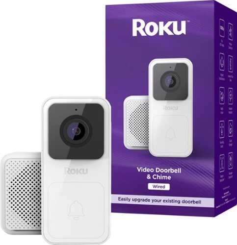 Rent to own Roku - Smart Home Video Wired Doorbell & Chime with Motion & Sound Detection, Remote Monitoring, & 1080p HD Night Vision - White