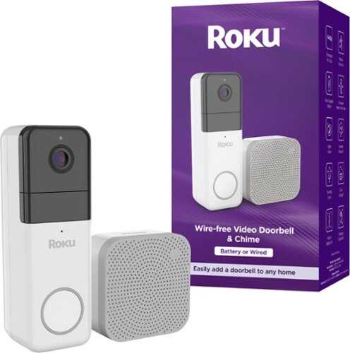 Rent to own Roku - Smart Home Wire-free Video Doorbell & Chime with Motion & Sound Detection, Remote Monitoring, 1440p HD Night Vision - White