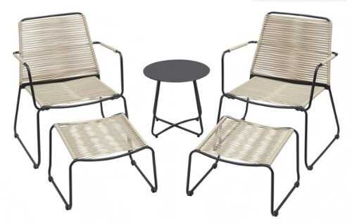 Rent to own Bestier - 5 Piece Outdoor Furniture Set, Patio Furniture Conversation Set Include Ottomans & Table, Yard Patio Bistro Set - Beige