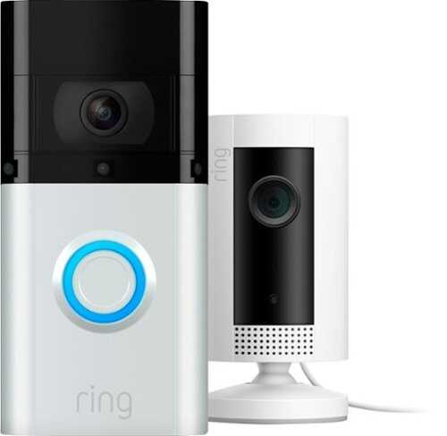 Rent to own Ring Video Doorbell 3 Plus with Indoor Security Cam - Satin Nickel / White