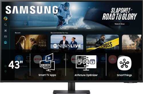Rent to own Samsung - 43" M70F 4K UHD Smart Monitor with SamsungVision AI, Built In Speakers, USB-C - Black