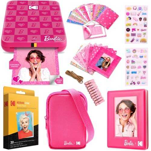 Rent to own Kodak x Barbie Step Slim AMZRODBP1K2 Instant Photo Printer, Styled Barbie Case, Paper & More - Gift Bundle - Dark Pink