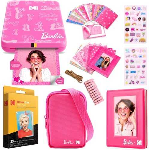 Rent to own Kodak x Barbie Step Slim AMZRODBP2K2 Instant Photo Printer, Styled Barbie Case, Paper & More - Gift Bundle - Light Pink