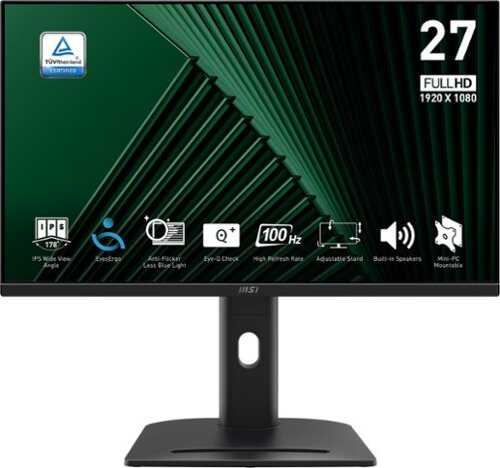 Rent to own MSI - PRO MP275PG  27" LCD FHD 1000Hz 1ms Adaptive Sync Everyday Monitor with HDR ready (DisplayPort, HDMI,D-Sub) - Metallic Black