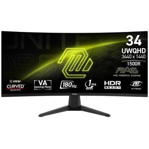 Rent to own MSI - MAG 346CQ  34" LCD UWQHD 180Hz 1ms Adaptive Sync Gaming Monitor with HDR ready (DisplayPort, HDMI) - Metallic Black