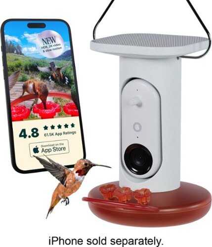 Rent to own Bird Buddy - Smart Hummingbird Feeder w/ Solar Roof (Pro Camera Version) - White