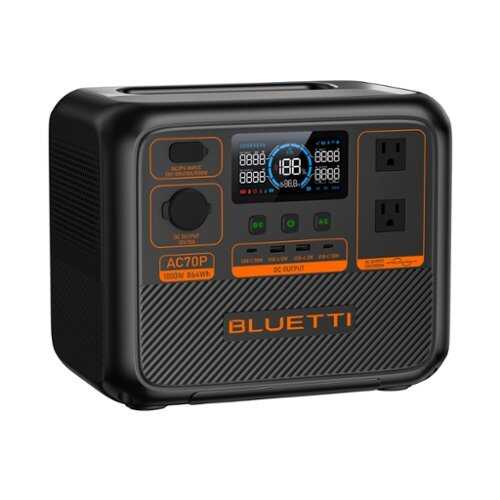 Rent to own BLUETTI - AC70P 1000W Back-Up Solar Generator (864 Wh Capacity) - Black