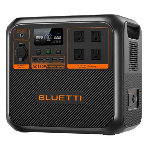 Rent to own BLUETTI - AC180P 1800W Back-Up Solar Generator (1440 Wh Capacity) - Black