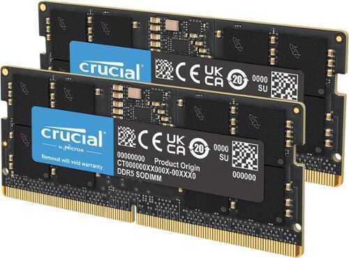 Rent to own Crucial - 128GB Kit (2x64GB) DDR5 5600MHz C46 SODIMM Laptop Memory - Black