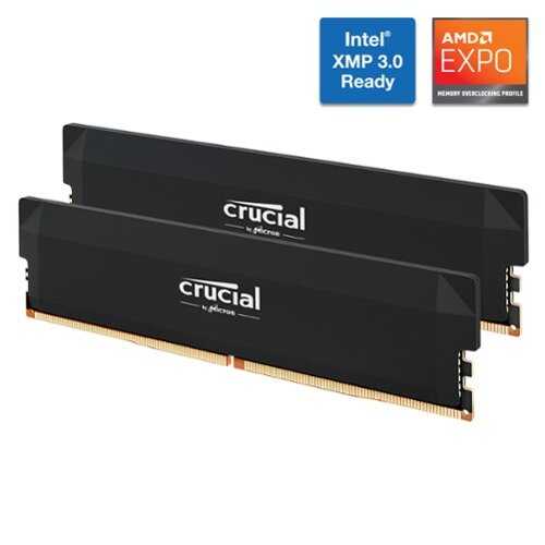 Rent to own Crucial - Pro OC Gaming 64GB (2x32GB) DDR5 6000MHz C40 UDIMM Intel XMP 3.0 & AMD EXPO Desktop Memory - Black