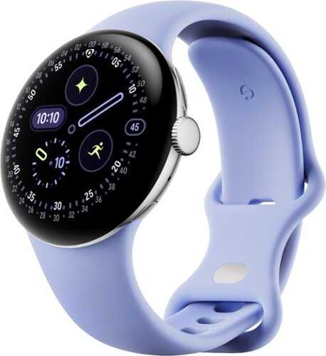 Rent to own Google - Pixel Watch 4 (41mm) - Wi-Fi - Polished Silver Case - Iris Band - (2025)