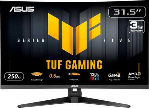 Rent to own ASUS - TUF Gaming 32" FHD VA 250Hz 0.5ms Curved Gaming Monitor with FreeSync Premium and HDR (DisplayPort, HDMI) - Black