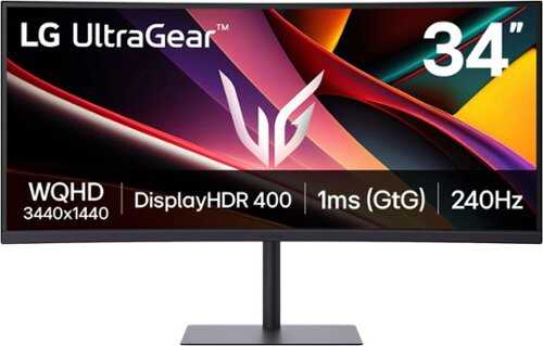 Rent to own LG - UltraGear 34" WQHD 240Hz 1ms FreeSync Premium Gaming Monitor with DisplayHDR 400 (HDMI, DisplayPort, USB-C) - Black