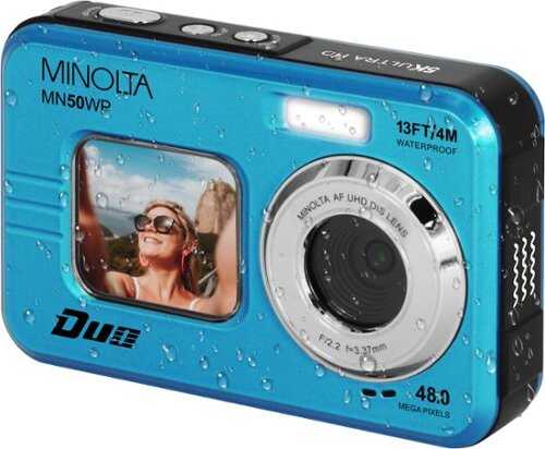 Rent to own Minolta - Duo MN50WP 48.0 Megapixel Waterproof 5K Video Digital Camera with Dual LCD - Blue