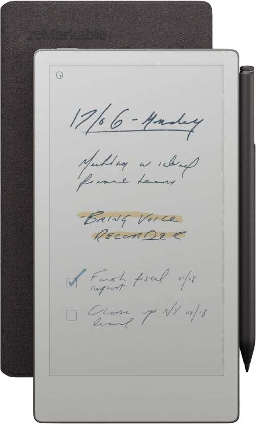 Rent to own reMarkable - Paper Pro Move - 7.3" paper tablet with Marker Plus and Mosaic weave Book Folio - Basalt - Black