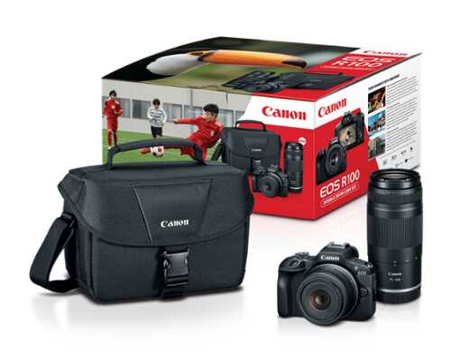 Rent to own Canon - EOS R100 4K Video Mirrorless Camera Double Zoom Lens Kit with RF-S18-45mm and RF75-300mm Lenses - Black