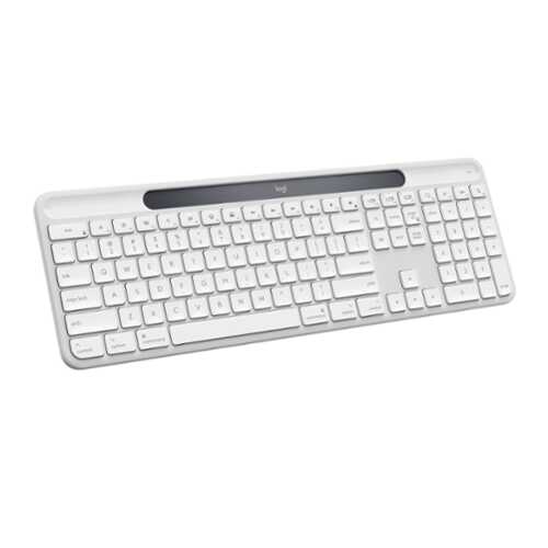Rent to own Logitech - Signature Slim Solar+ K980 for Mac Wireless Bluetooth Solar and Artificial Light Powered Keyboard with Customizable Keys - Off-White