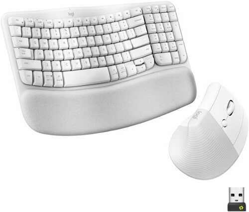Rent to own Logitech - Wave Keys for and Lift Vertical Mouse Wireless Ergonomic Keyboard and Mouse Bundle with Cushioned Palm Rest - Off-White