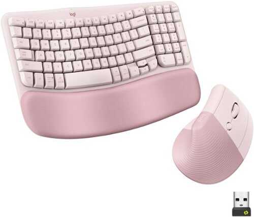 Rent to own Logitech - Wave Keys for and Lift Vertical Mouse Wireless Ergonomic Keyboard and Mouse Bundle with Cushioned Palm Rest - Rose