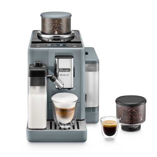 Rent to own De'Longhi - Rivelia Fully Automatic Espresso Machine, Integrated Grinder, 2 Removable Bean Hoppers, Automatic Milk Frother - Pebble Gray