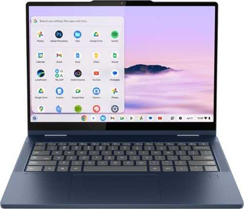 Rent to own Lenovo - Chromebook Plus 2-in-1 14.0" 2k Touchscreen Laptop - Intel Core 3 Processor N355 - 8GB Memory - 128GB UFS - Cosmic Blue