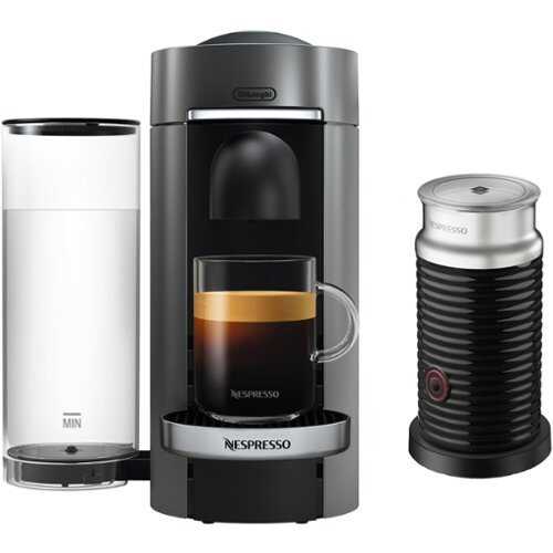 Rent to own Nespresso - VertuoPlus Deluxe Coffee & Espresso Single-Serve Machine and Aeroccino Milk Frother in Black - Titanium