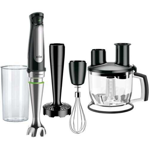 Rent to own Braun - MultiQuick 7 Smart-Speed Hand Blender with 500 Watts of Power, Whisk, Masher, and 6-Cup Food Processor - Stainless Steel