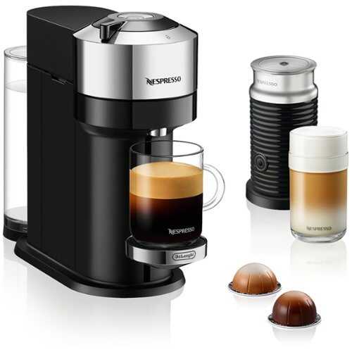 Rent to own Nespresso - Vertuo Next Premium Coffee and Espresso Maker plus Aeroccino3 Milk Frother in Black - Chrome