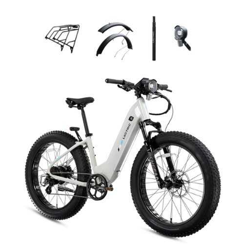 Rent to own Lectric eBikes - XPeak Step-Thru 2.0 Long-Range eBike (Max 80mi. Range/28mph Speed) + Rear Rack, Fenders, Headlight, Suspension Seat Post - 70 - Stratus White